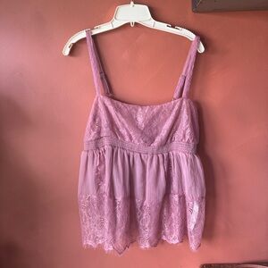 Free People Dusty Pink Lace Gauze Tank